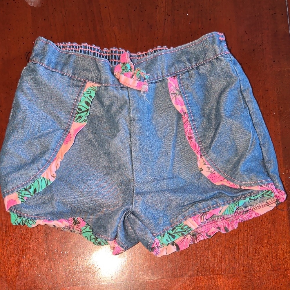 Baby Phat Kids Denim Shorts with Pink and Green Accents
